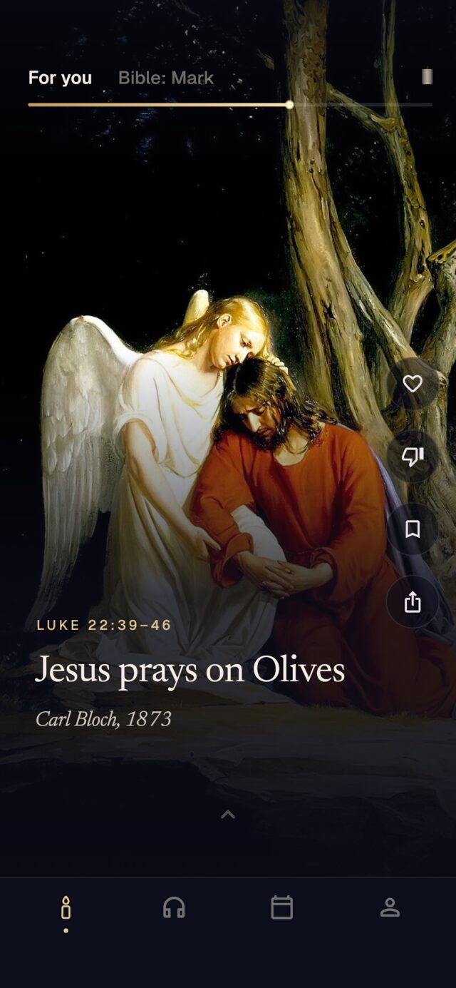 Holy Minutes: Carl Bloch's painting of Jesus praying, with Luke 22:39–46